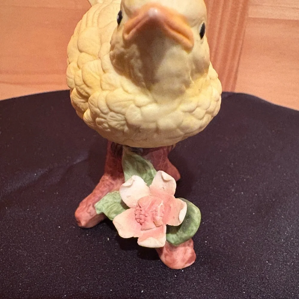 Homco Ceramic Canary Bird Figurine #8885 Yellow Ceramic Flowers on Branch